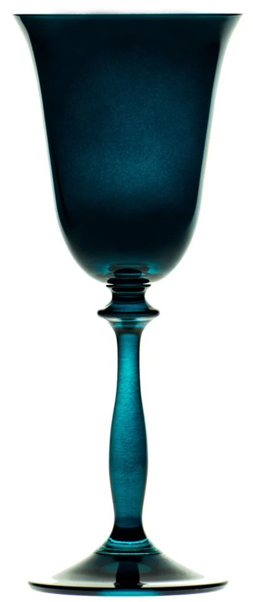 Luxury Baroque white wine glass set of 6 blue-green Ø 8.5 x H. 21 cm - Handmade wine glasses - Hotel & Restaurant Accessories - Luxury quality