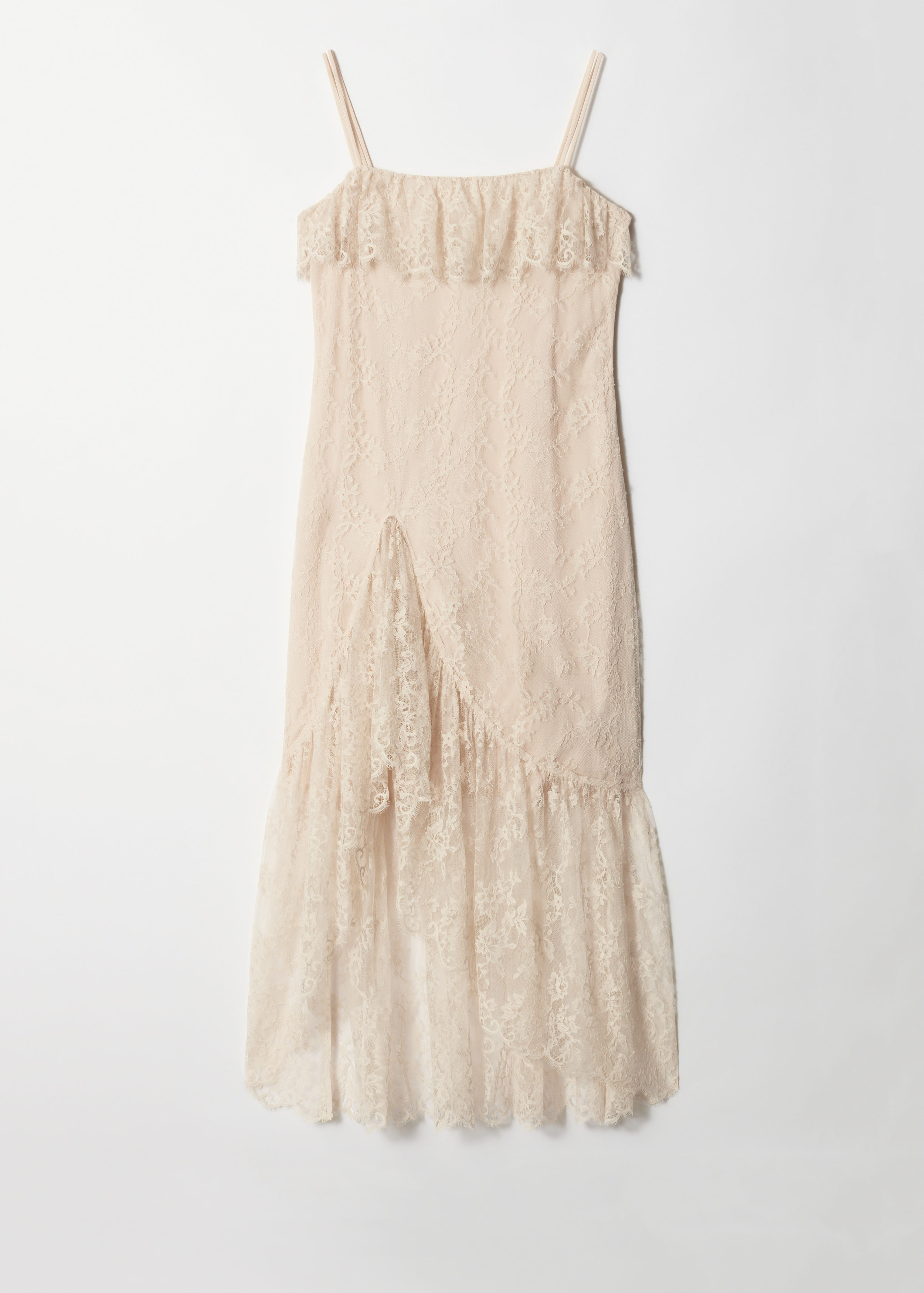 & Other Stories RUFFLE LACE MIDI DRESS
