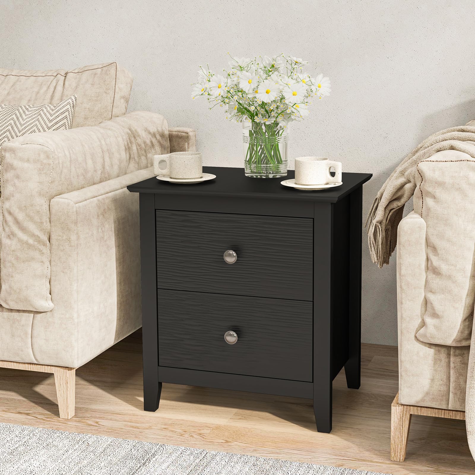 BEFOUNDLOVELY 2 Drawers Nightstand Set of 1/2（20