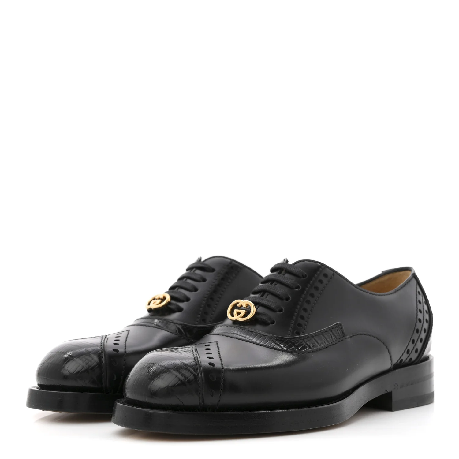 Glossy Calfskin Tejus Womens Lace Up Loafers 35 Black - Top Club