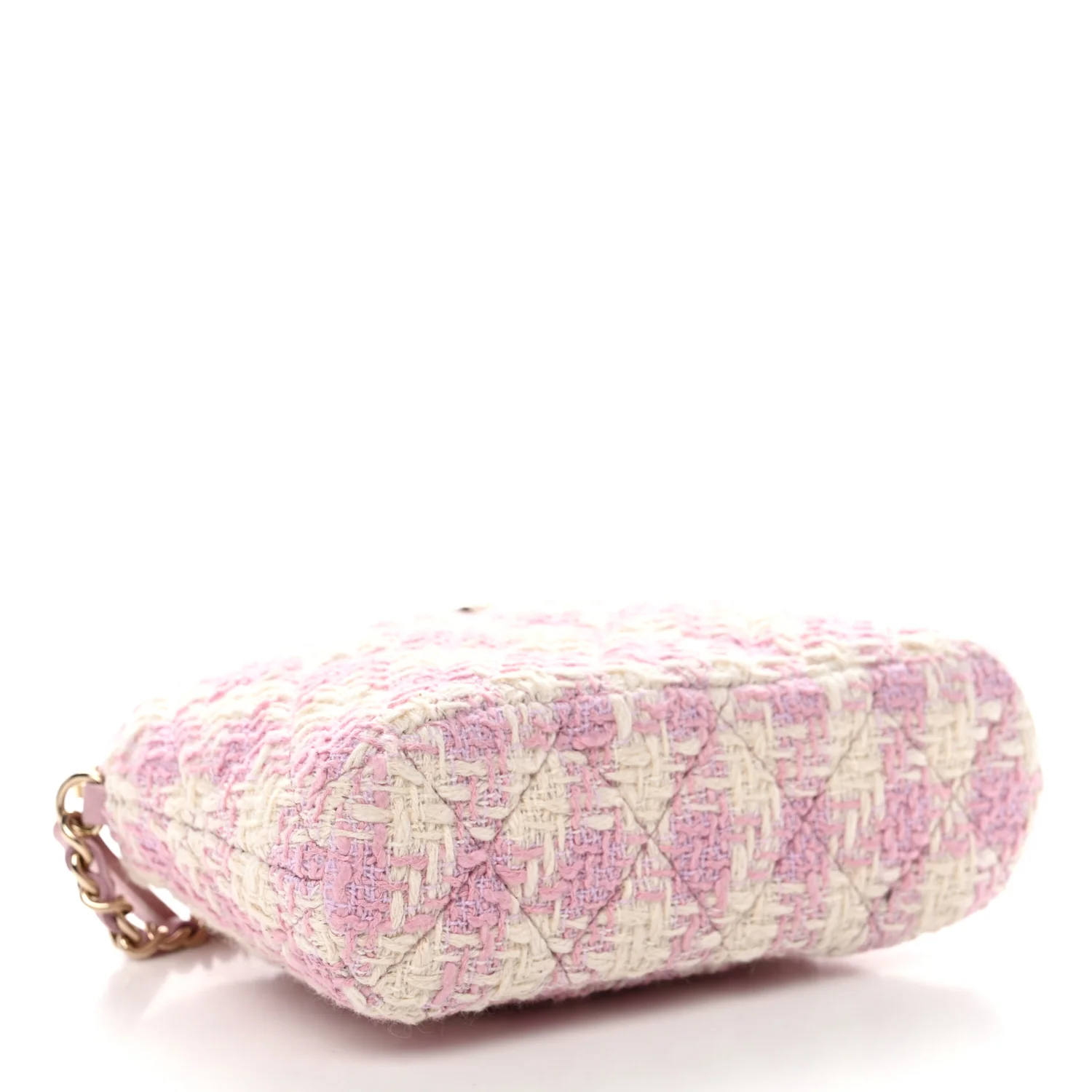 Tweed Quilted Mini Clutch With Chain Pink - Top Club