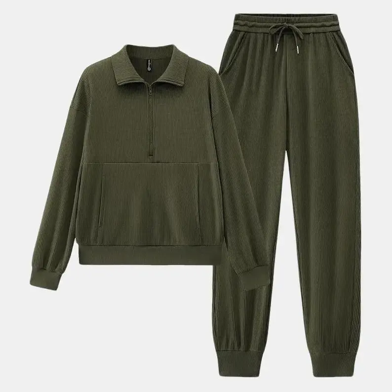 PRETTYGARDEN Women's 2-Piece Sweatpants Set Long Sleeve Half Zip Pullover Sweatshirt & Joggers Pants Comfy Outfits Soft Tracksuit for Yoga Gym Activewear with Front Pocket & Elastic Waistband - Loose Sweatsuit