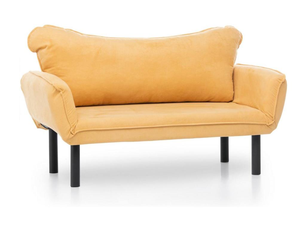Sofá cama 2 plazas Dmontervin, Sofá transformable, Sofá para invitados, Sillón cama con almacenaje, 140x65 h70 cm, Amarillo