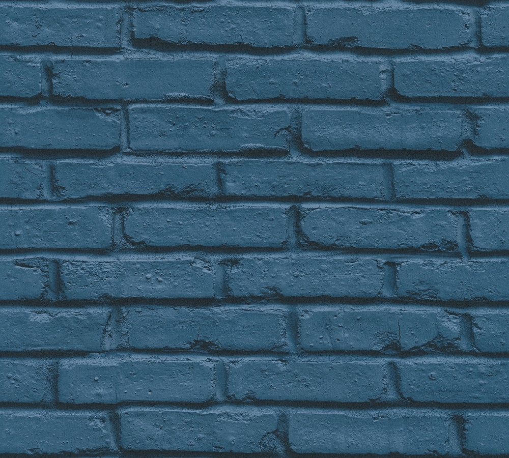 3D Steen Effect Behang Gekleurde Bakstenen Muur - Blauw #1