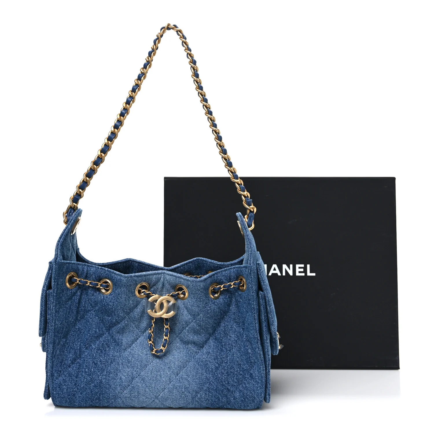 Washed Denim Quilted Mini Chanel 25 Handbag Blue - Top Club
