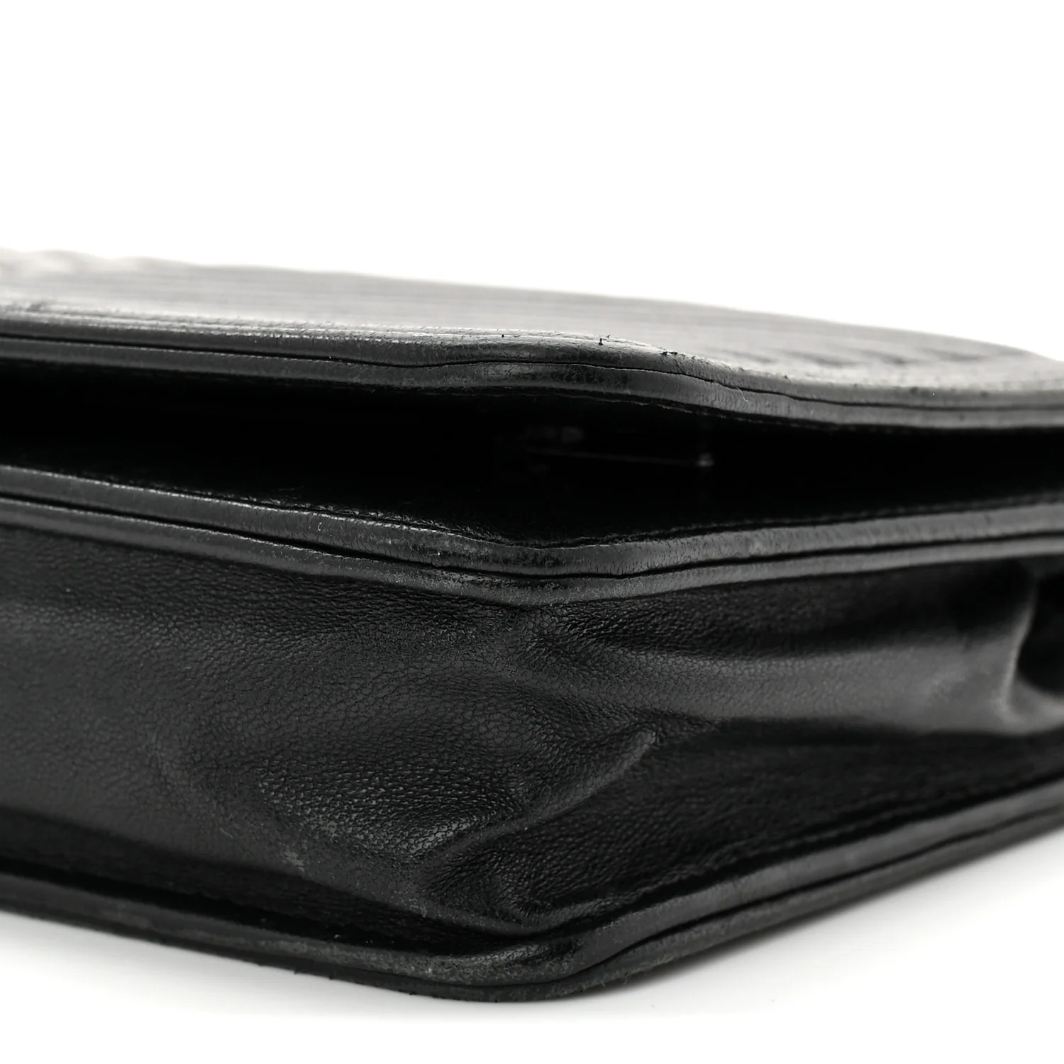 Lambskin Chevron Boy Wallet On Chain WOC Black - Top Club