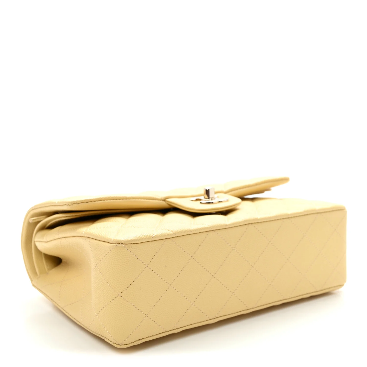 Caviar Quilted Small Double Flap Light Yellow - Top Club