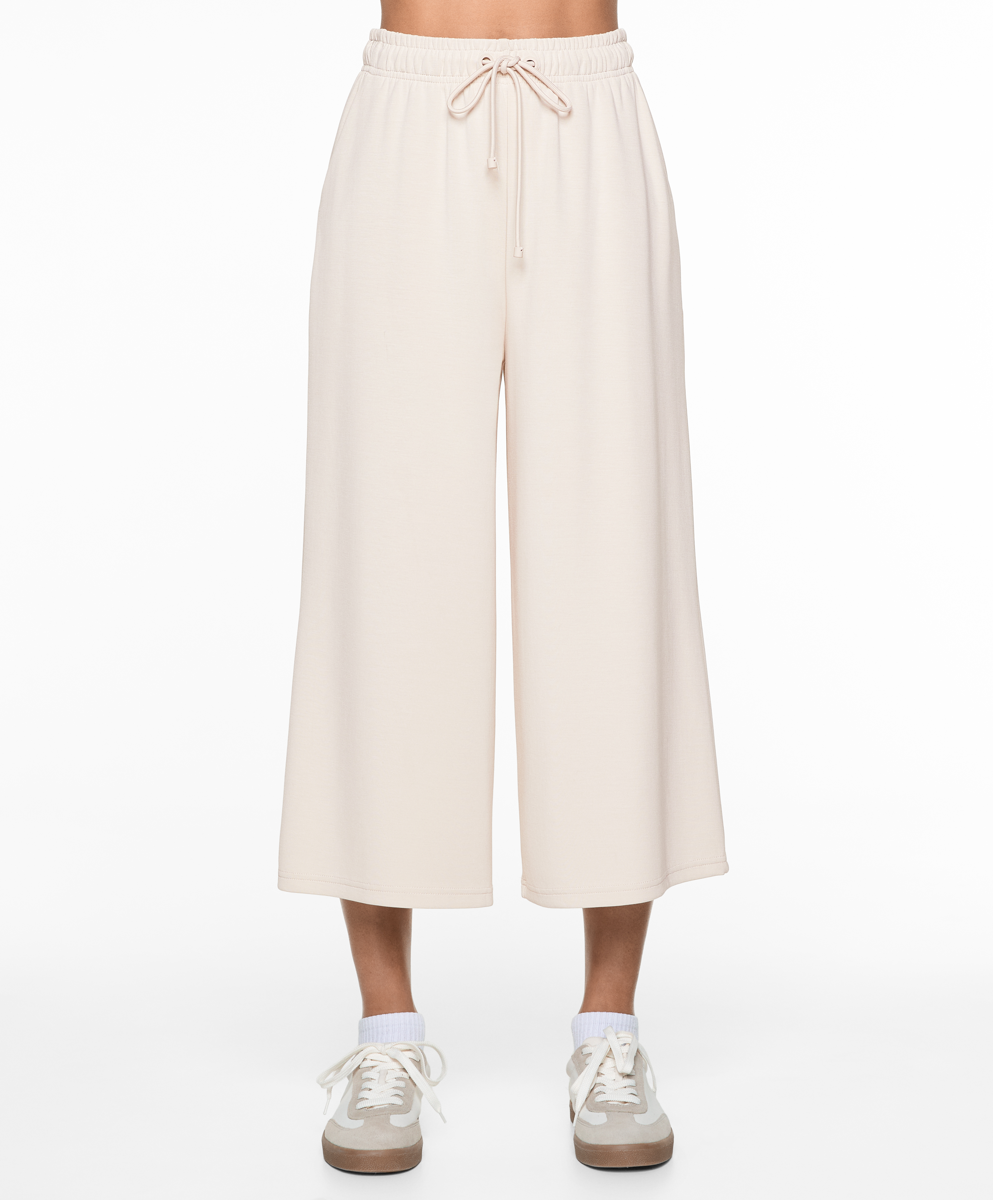 OYSHO Soft-touch wide-leg crop trousers with modal