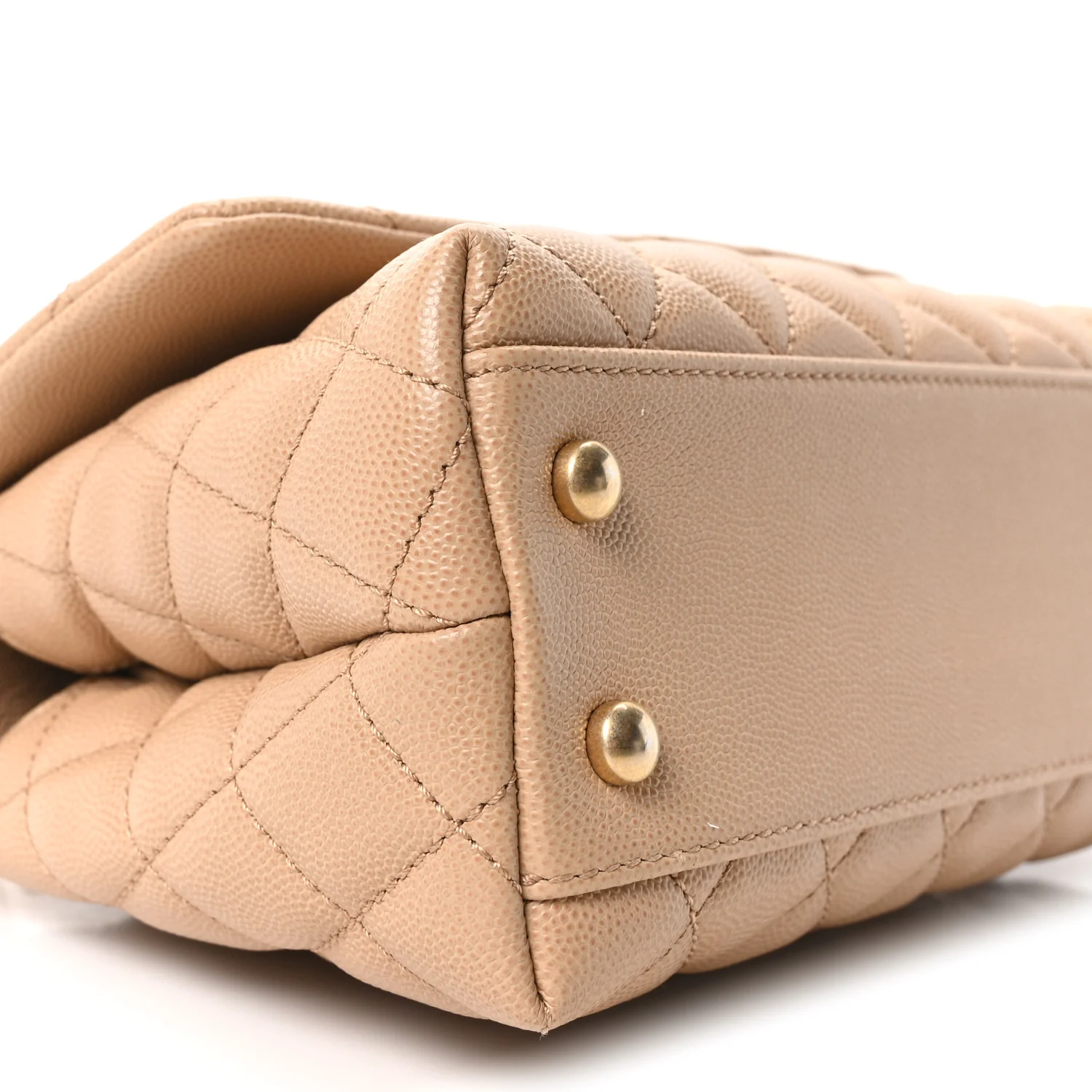 Caviar Quilted Mini Coco Handle Flap Beige - Top Club