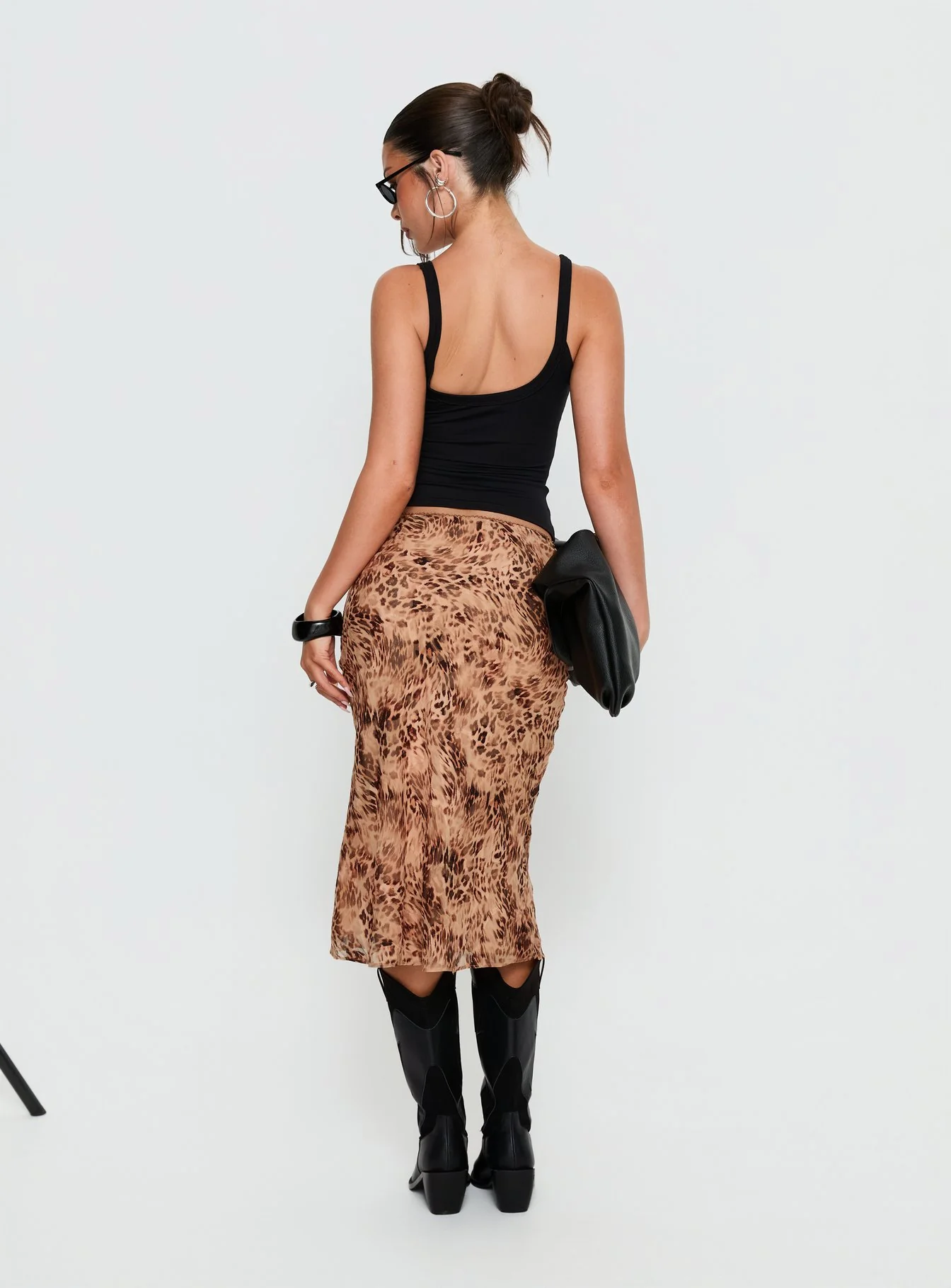 Sydni Midi Bias Cut Skirt Leopard