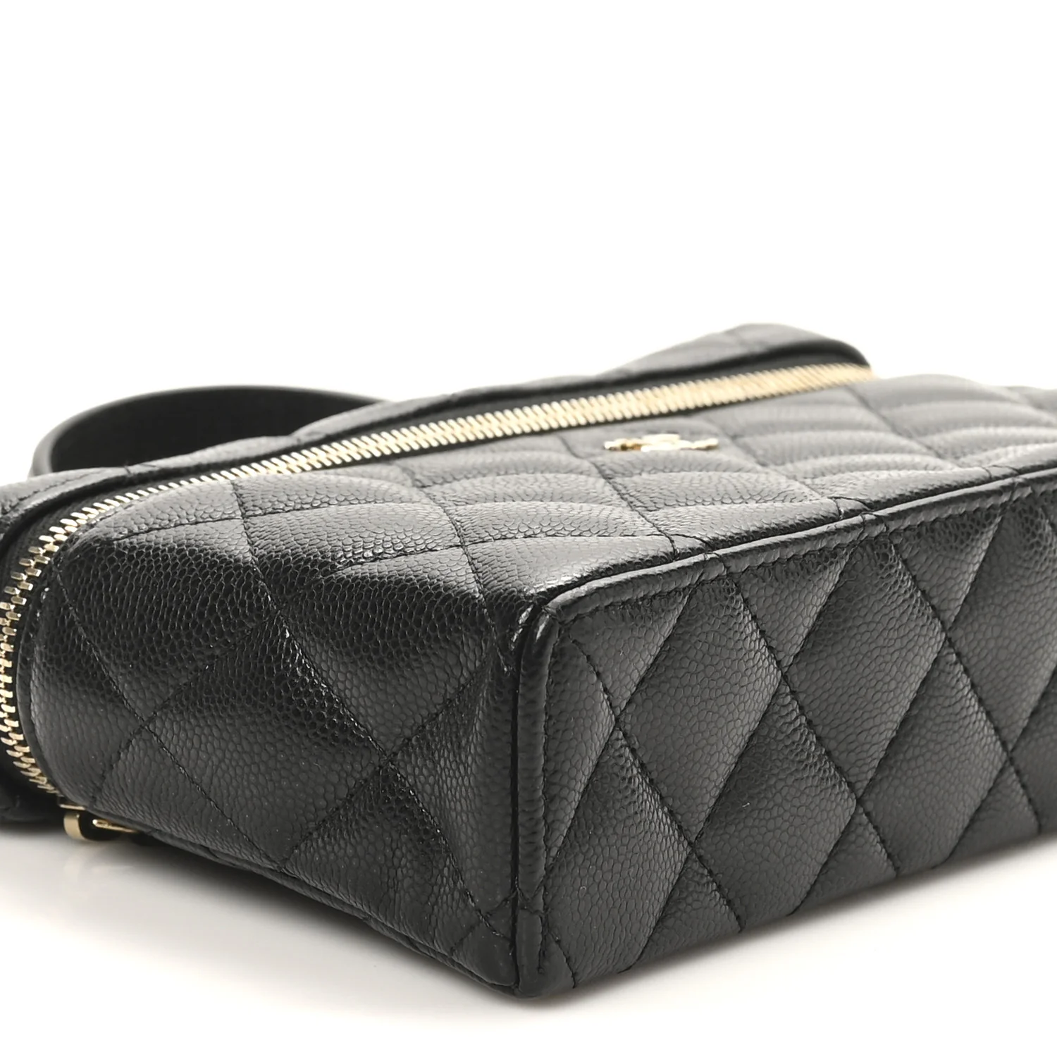 Caviar Quilted Top Handle Slim Vanity With Chain Black - Top Club