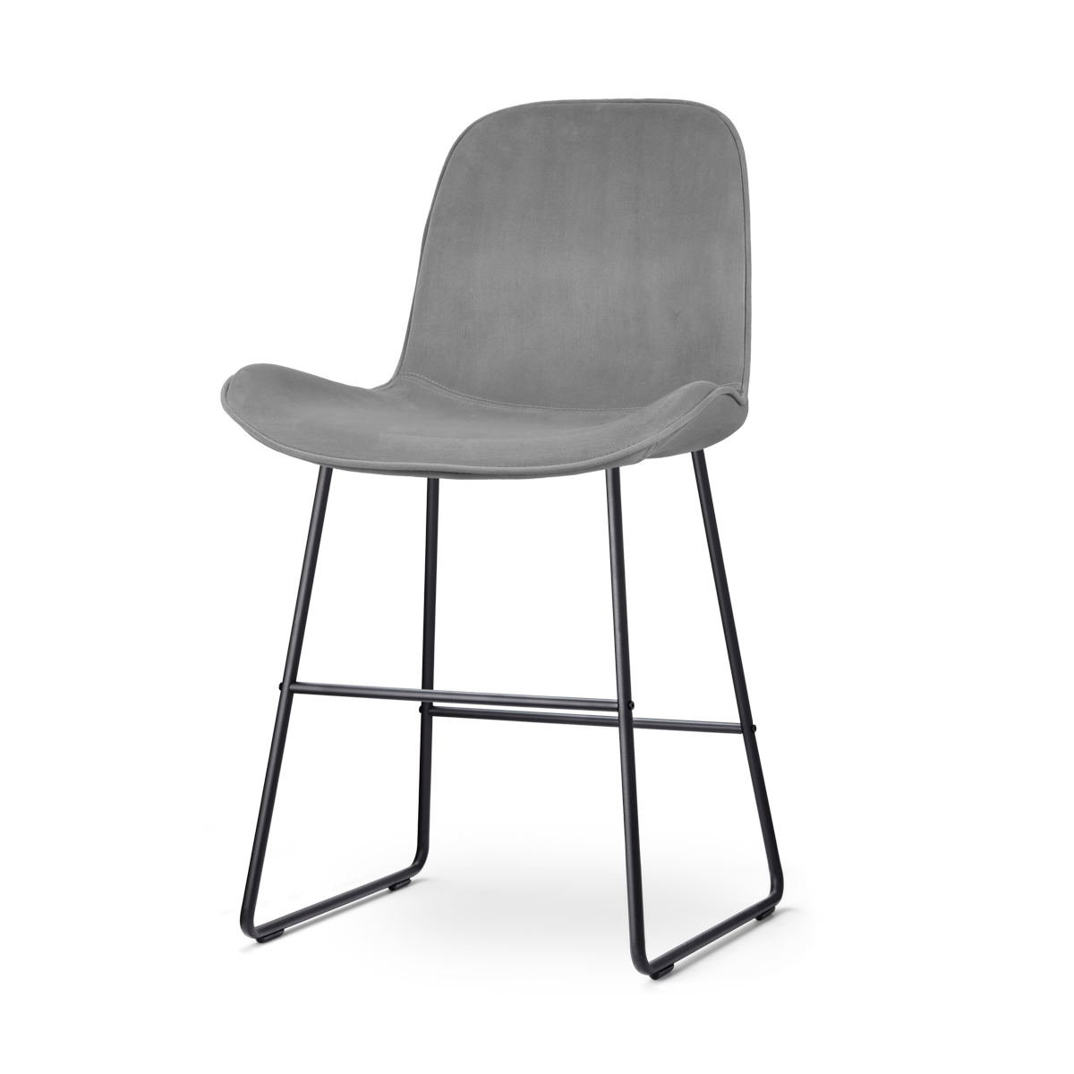 Barkruk Nino-Fé velvet grijs - zwart onderstel - 65 cm