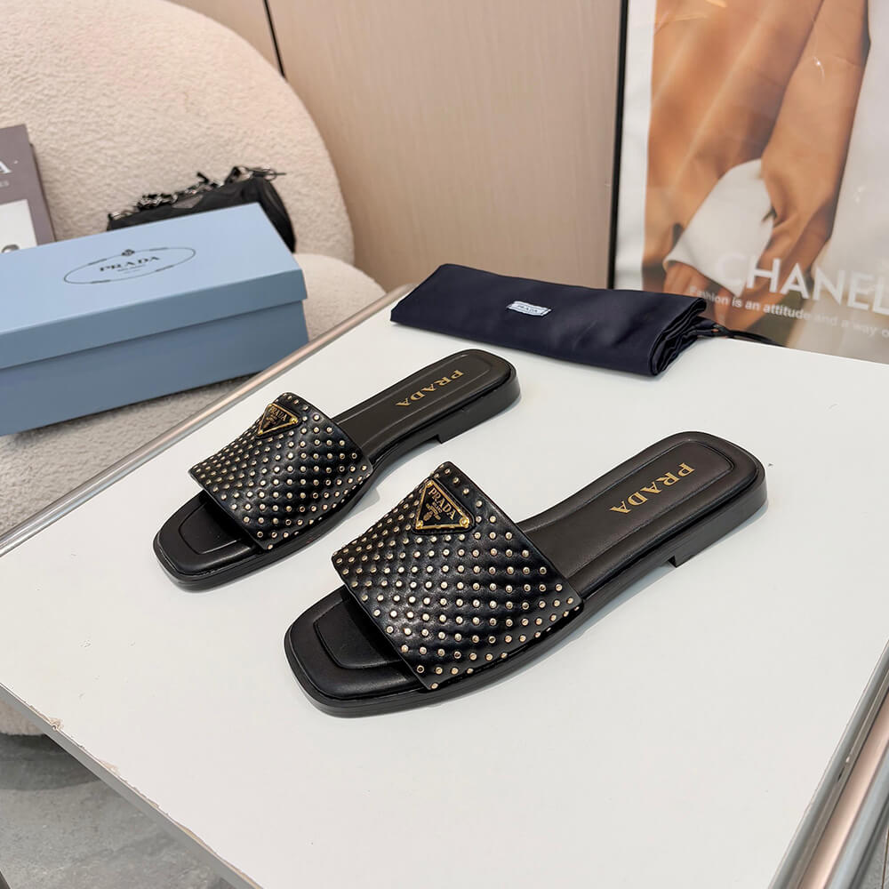 Prada Nappa leather slides with studs - Top Club
