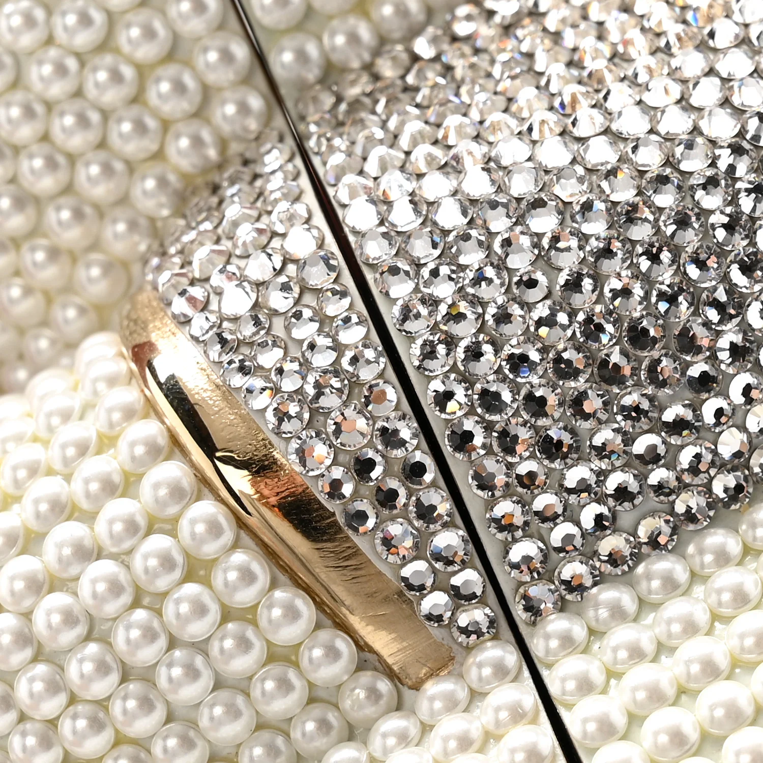 Pearl Crystal Sweetheart Bear Minaudiere Clutch White - Top Club
