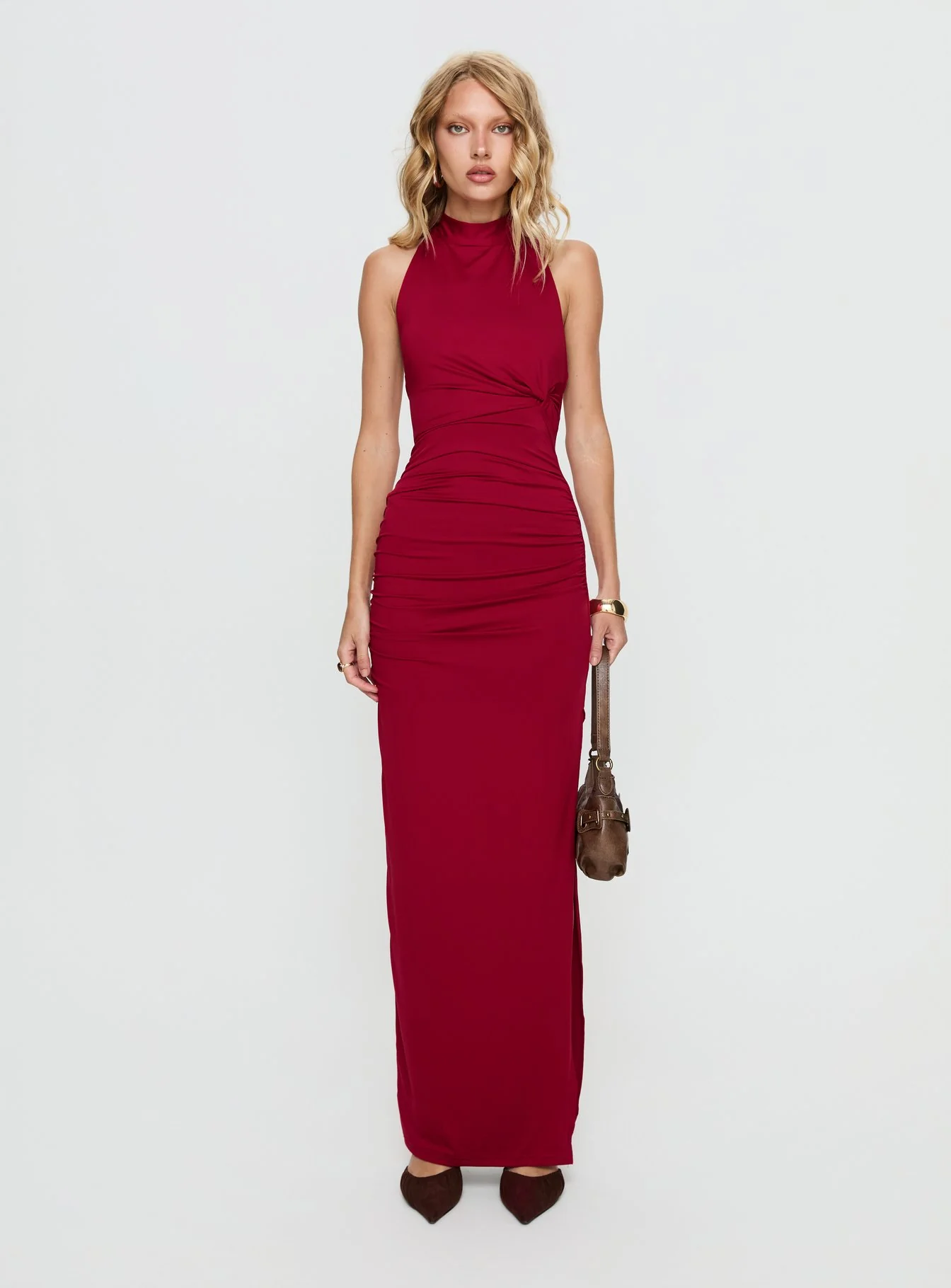 Keysha Halter Maxi Dress Deep Red