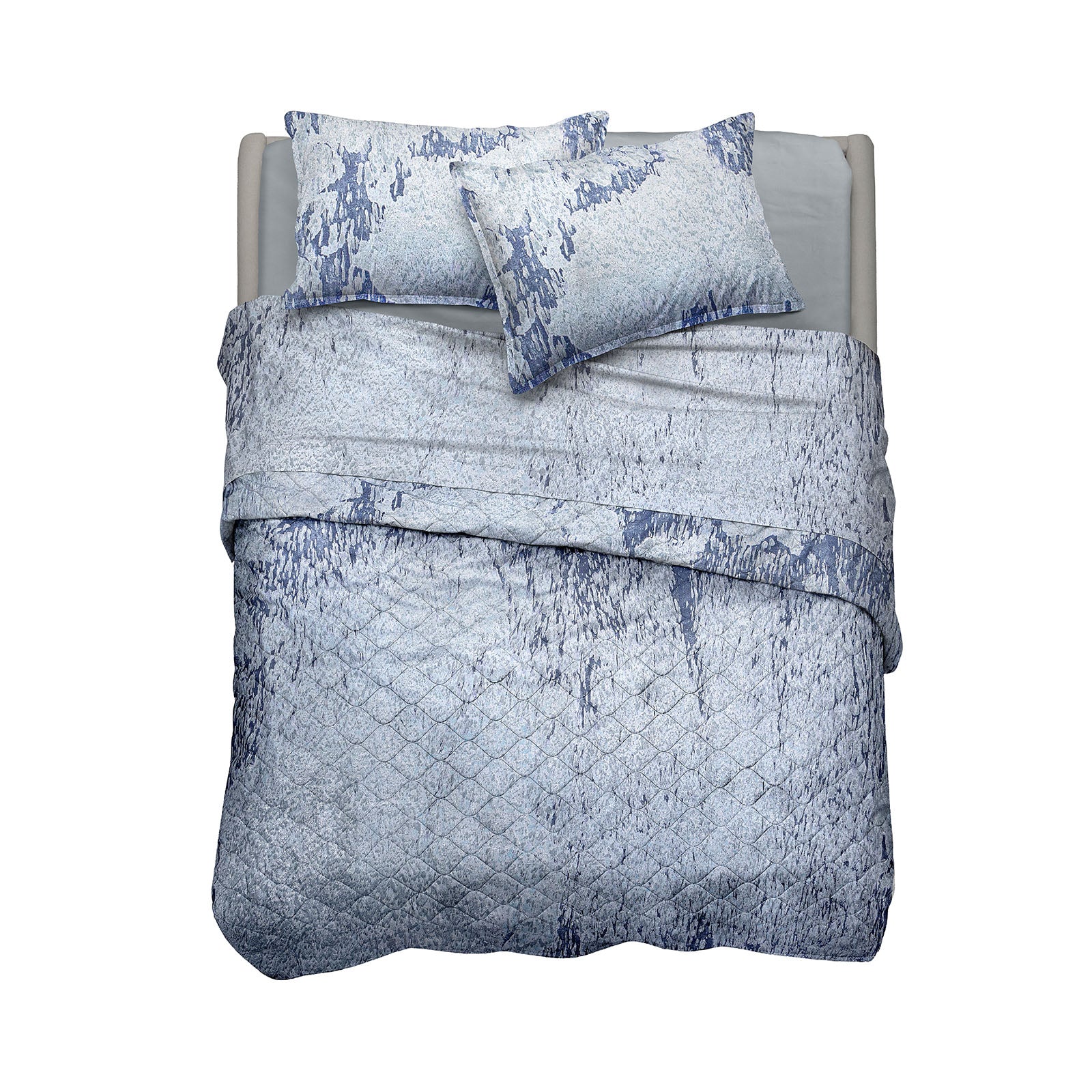Copriletto Trapuntato In Cotone Acid Rain Matrimoniale Blue Grey Diesel