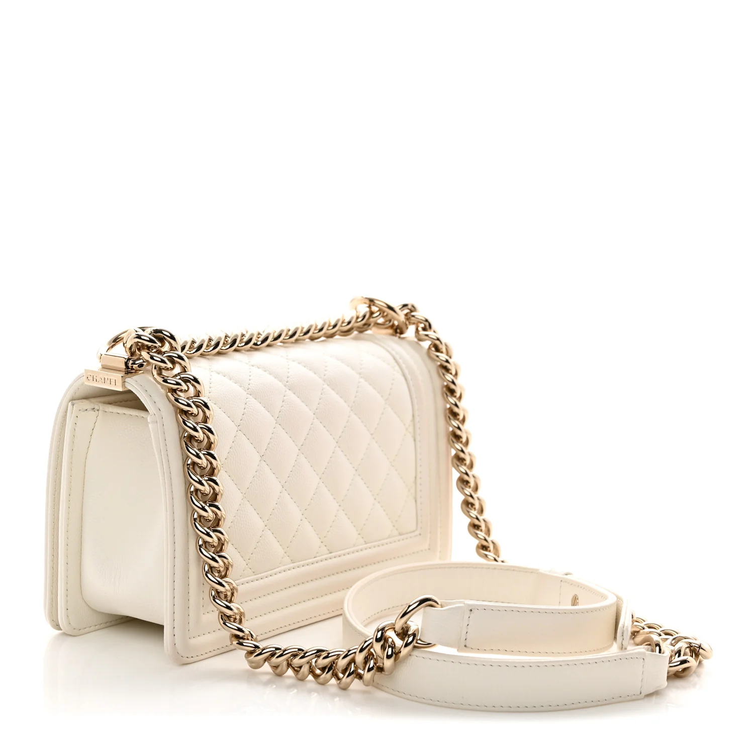 Caviar Quilted Small Boy Flap White - Top Club