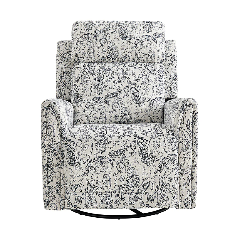 Alois Large Floral Swivel And Rocker Power Recliner With Adjustable Headrest