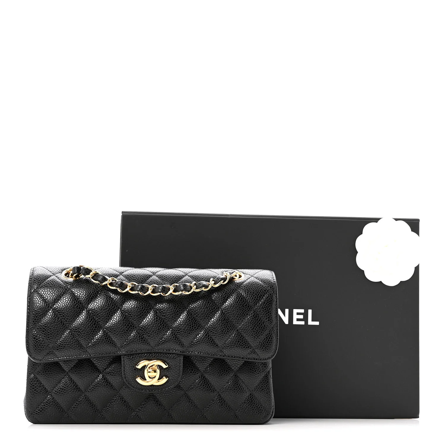 Caviar Quilted Small Double Flap Black - Top Club