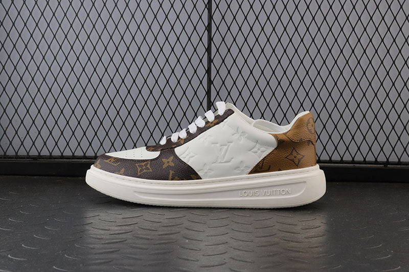 Louis Vuitton LV Embossed Monogram Timeout Sneaker white brown - Sneaker Replica Workshop