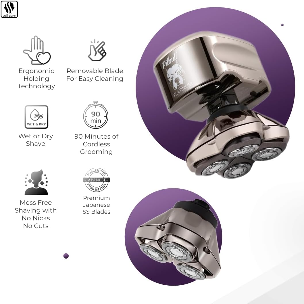 Skull Shaver Platinum PRO rasoio elettrico per la testa e il viso + lama CR3 in bonus