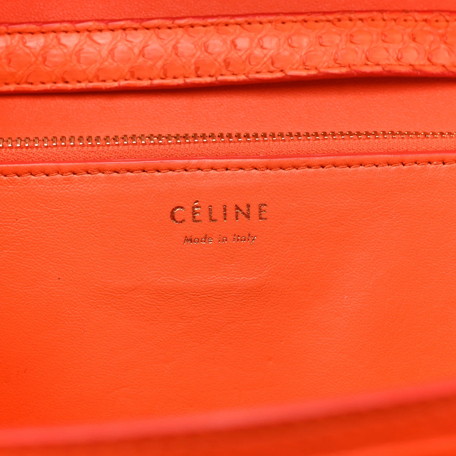 Snakeskin Medium Classic Box Flap Orange - Top Club