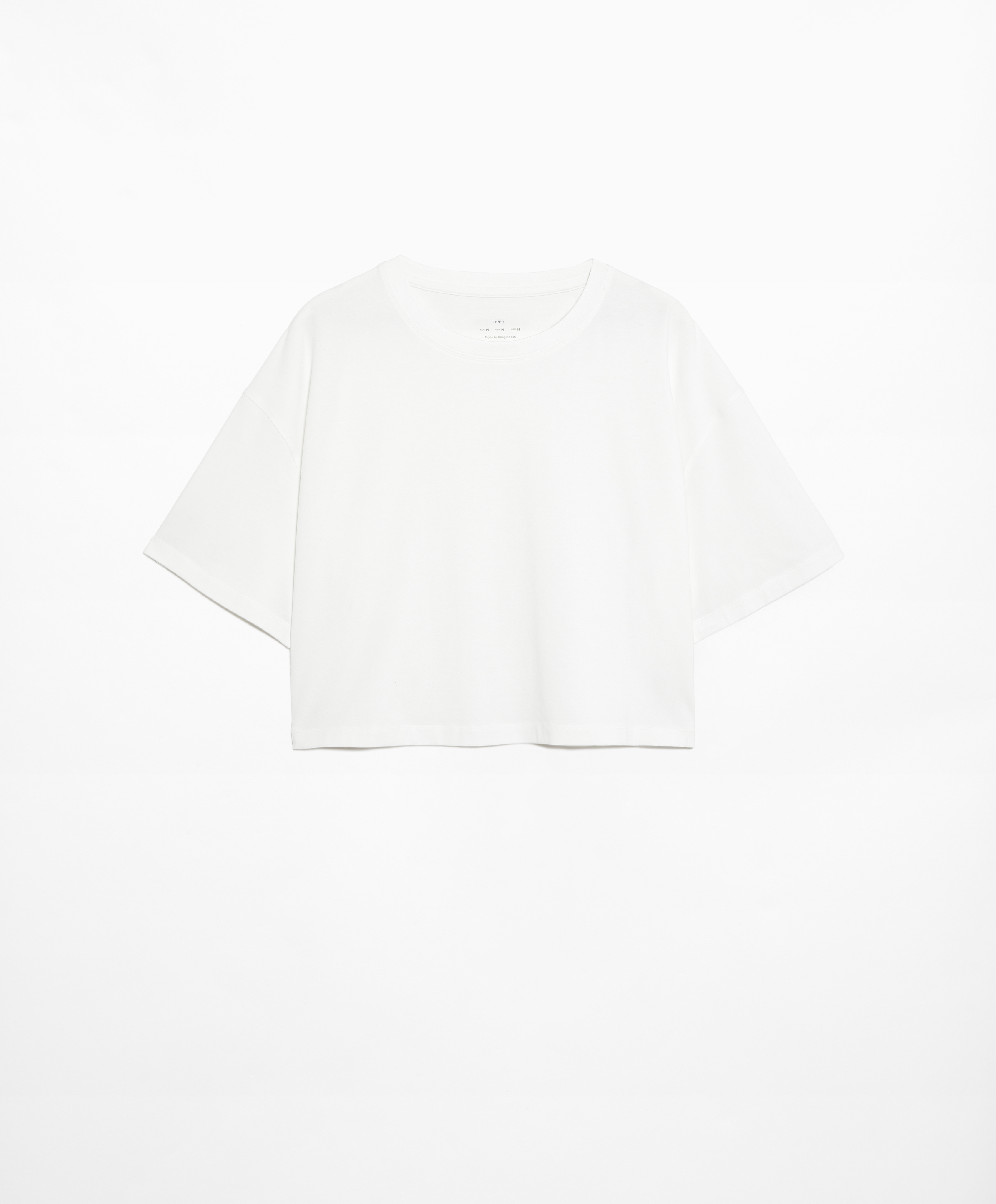 OYSHO Cotton blend short-sleeved crop T-shirt