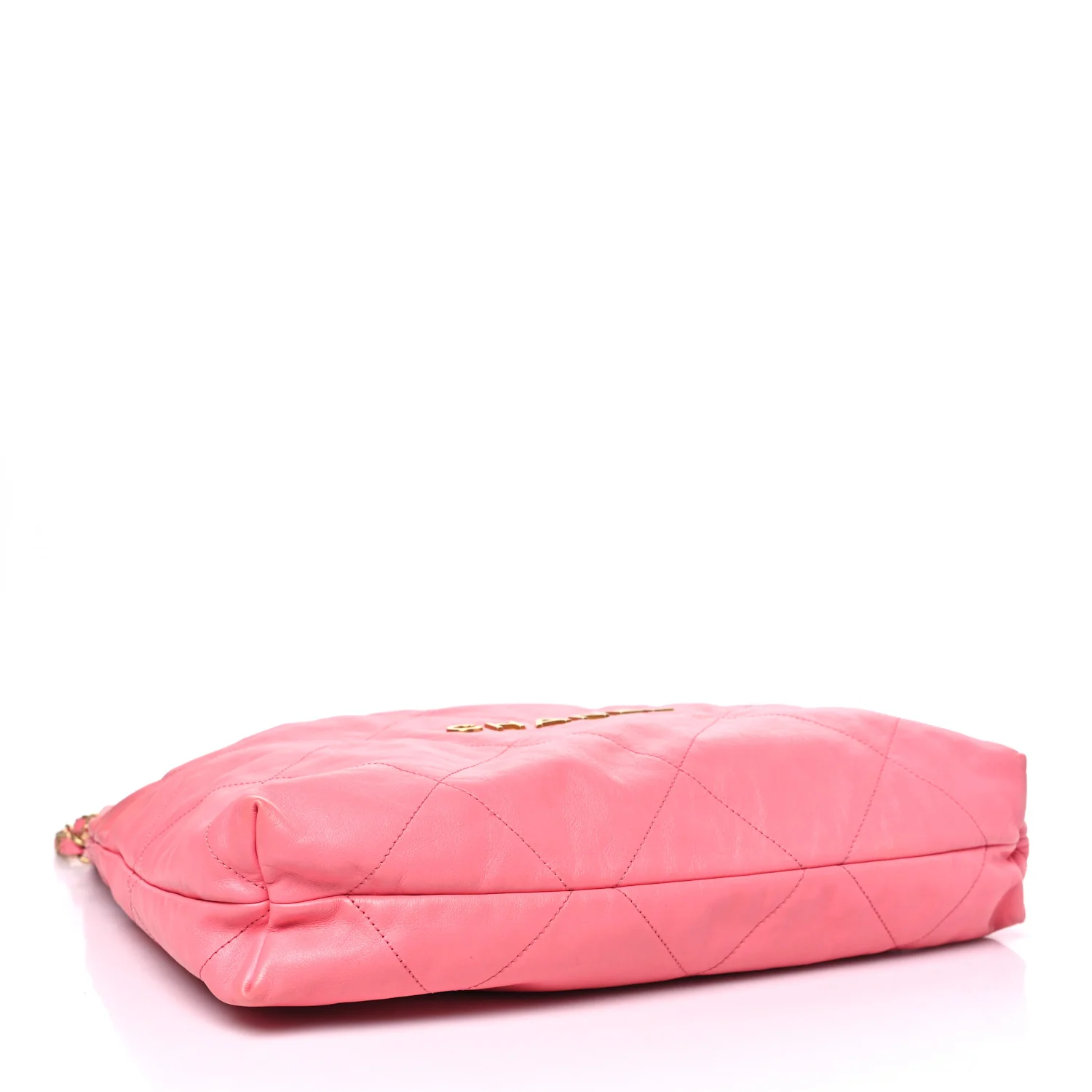 Shiny Calfskin Quilted Chanel 22 Drawstring Bag Coral Pink - Top Club