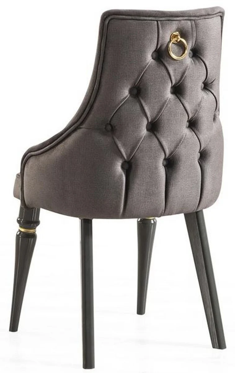 Luxury Art Deco dining room chair set gray / gold 57 x 55 x H. 98 cm - Noble kitchen chairs set of 6 - Art Deco dining room furniture