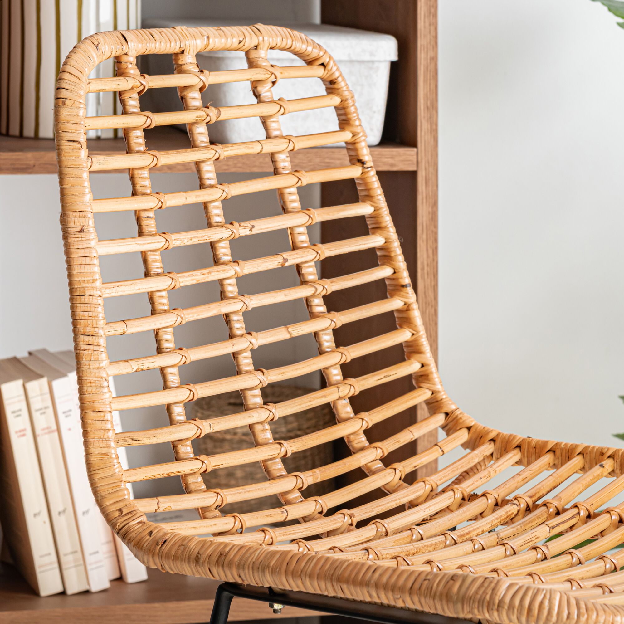 CUERS - Chaise haute en rotin tressé et acier - naturel