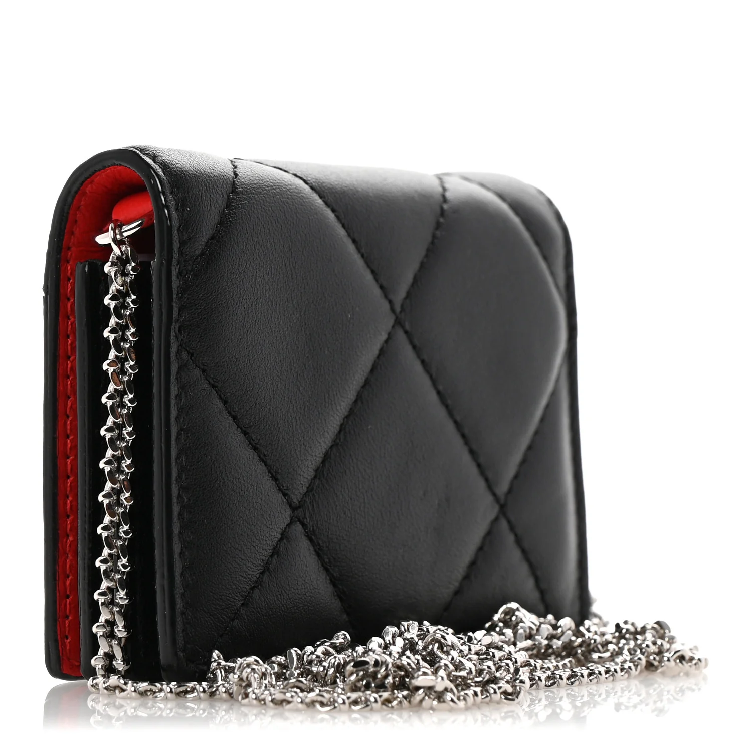 Nappa Graffiti Quilted Graffiti Skull Card Holder on Chain Black White - Top Club