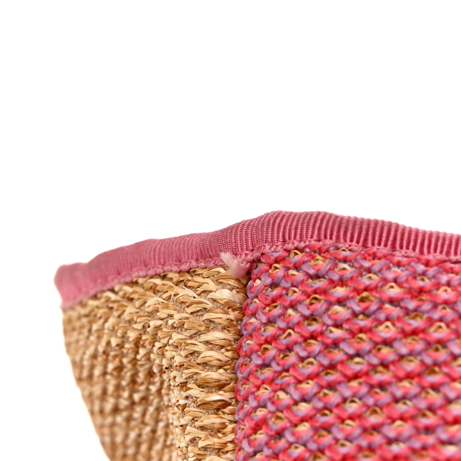 Mixed Fibers Large Shopping Bag Pink Beige - Top Club