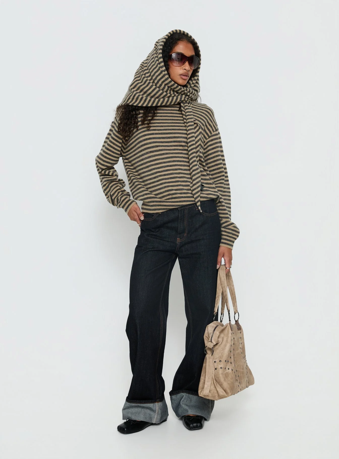 Olsen Scarf Detail Long Sleeve Sweater Multi