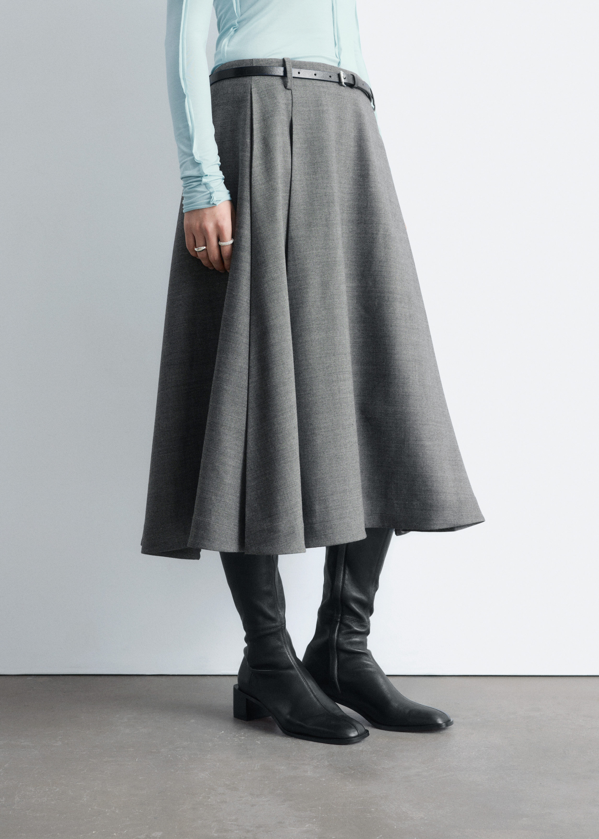 & Other Stories PLEATED WOOL MIDI SKIRT