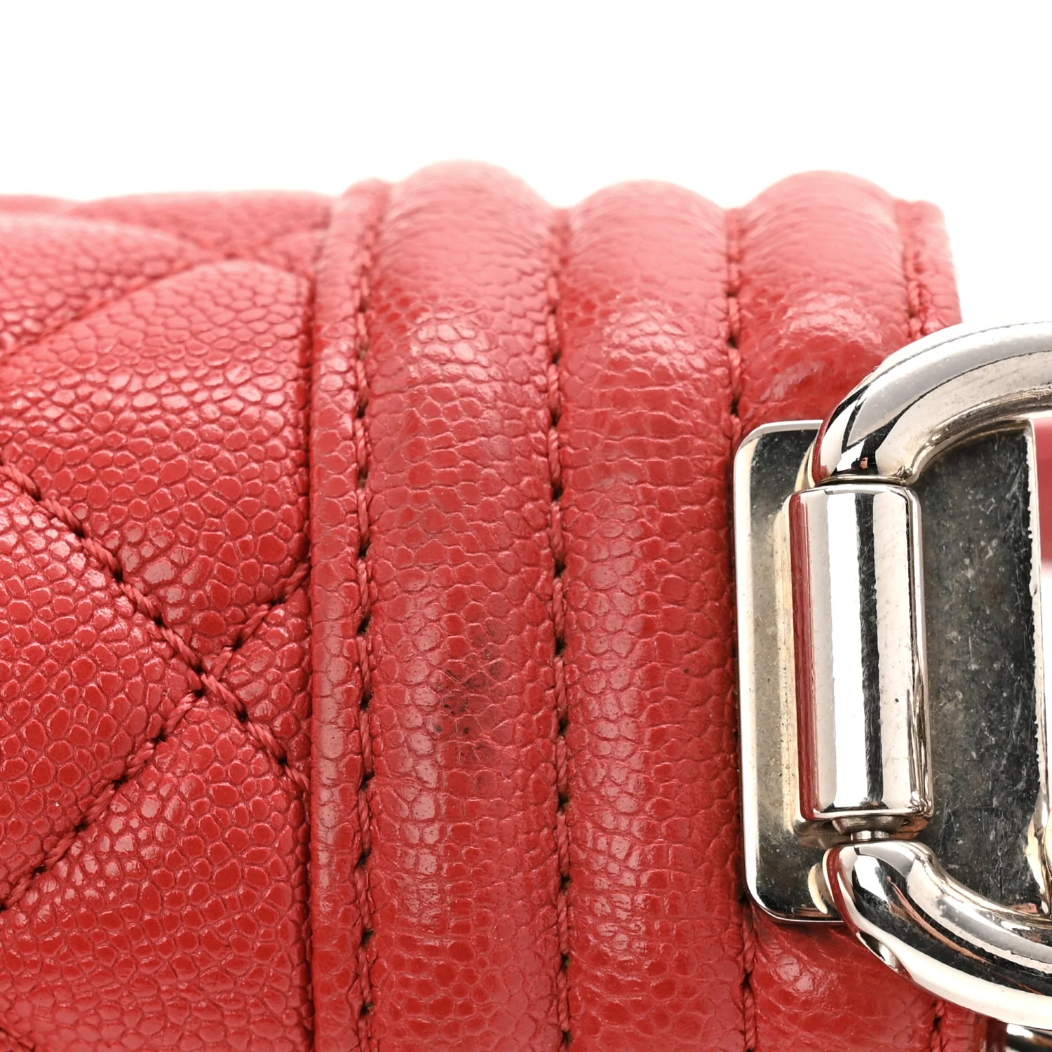 Caviar Quilted Small Boy Flap Red - Top Club