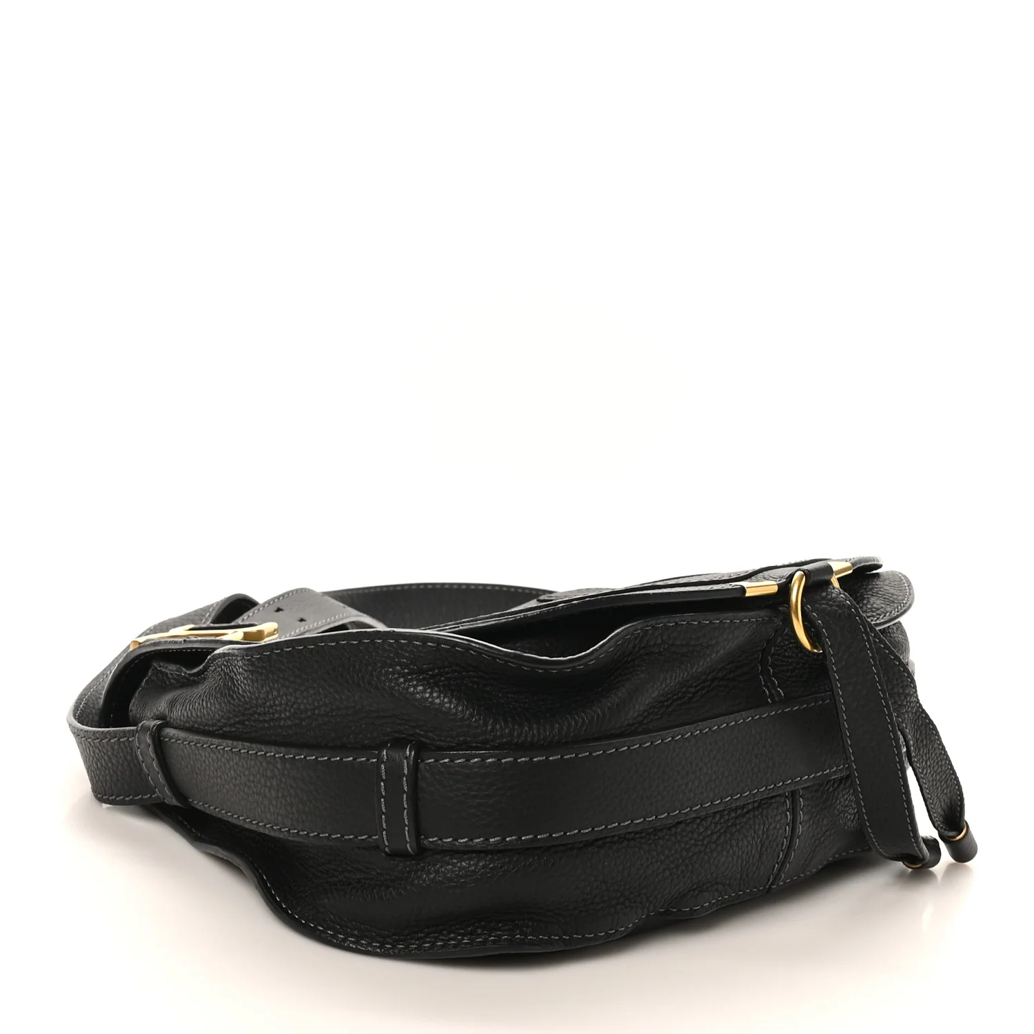 Grained Calfskin Medium Marcie Saddle Bag Black - Top Club