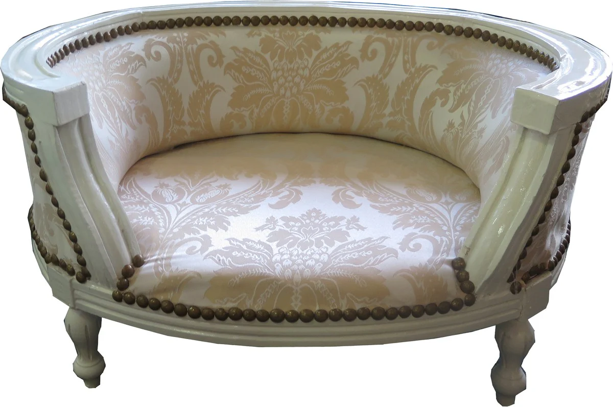 Baroque Dogs & Cats Sofa Cream Pattern / Old White - Dog Chair Seat Dog Bed Cat Bed Dog Cat Furniture