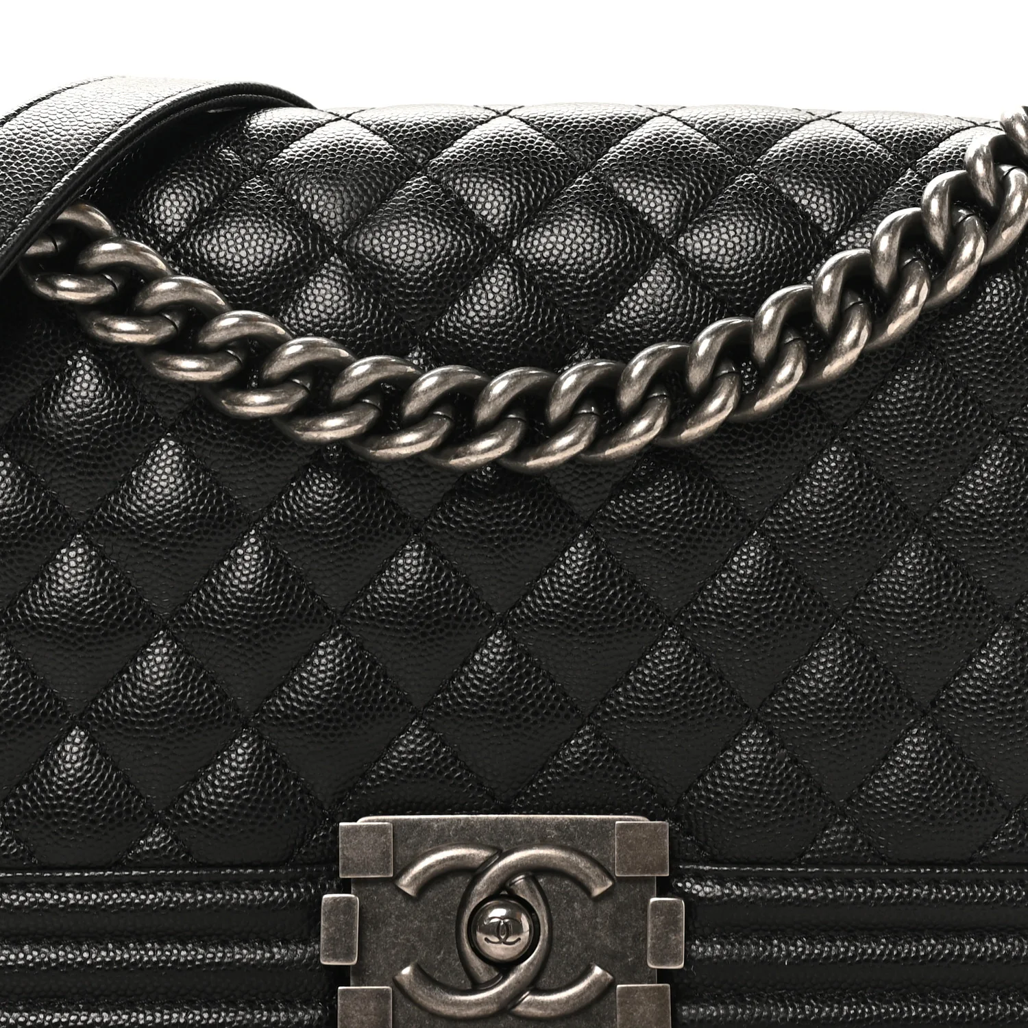 Caviar Quilted Medium Boy Flap Black - Top Club