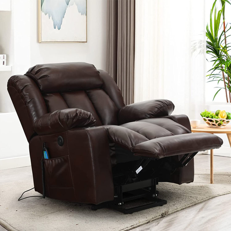 💥Clearance Sale🔥 Mcombo Electric lift Recliner sofa with massage and heating functions, 3 positions, 2 side pockets and cup holders, USB ports!
