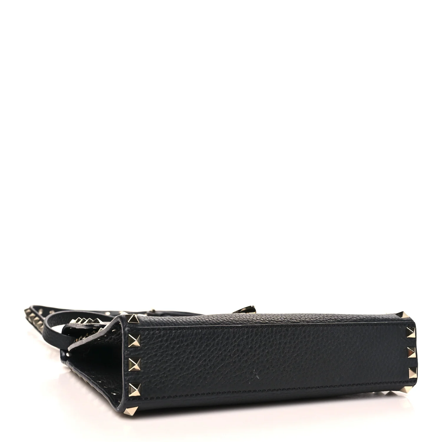Pebbled Calfskin Medium Rockstud Flip Lock Crossbody Bag Black - Top Club