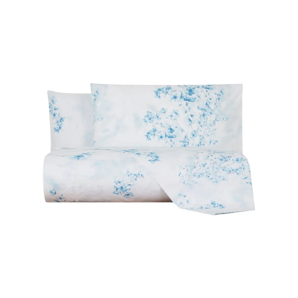 Copripiumino Con Federe In Percalle Luisiana Mandorlo In Fiore Matrimoniale