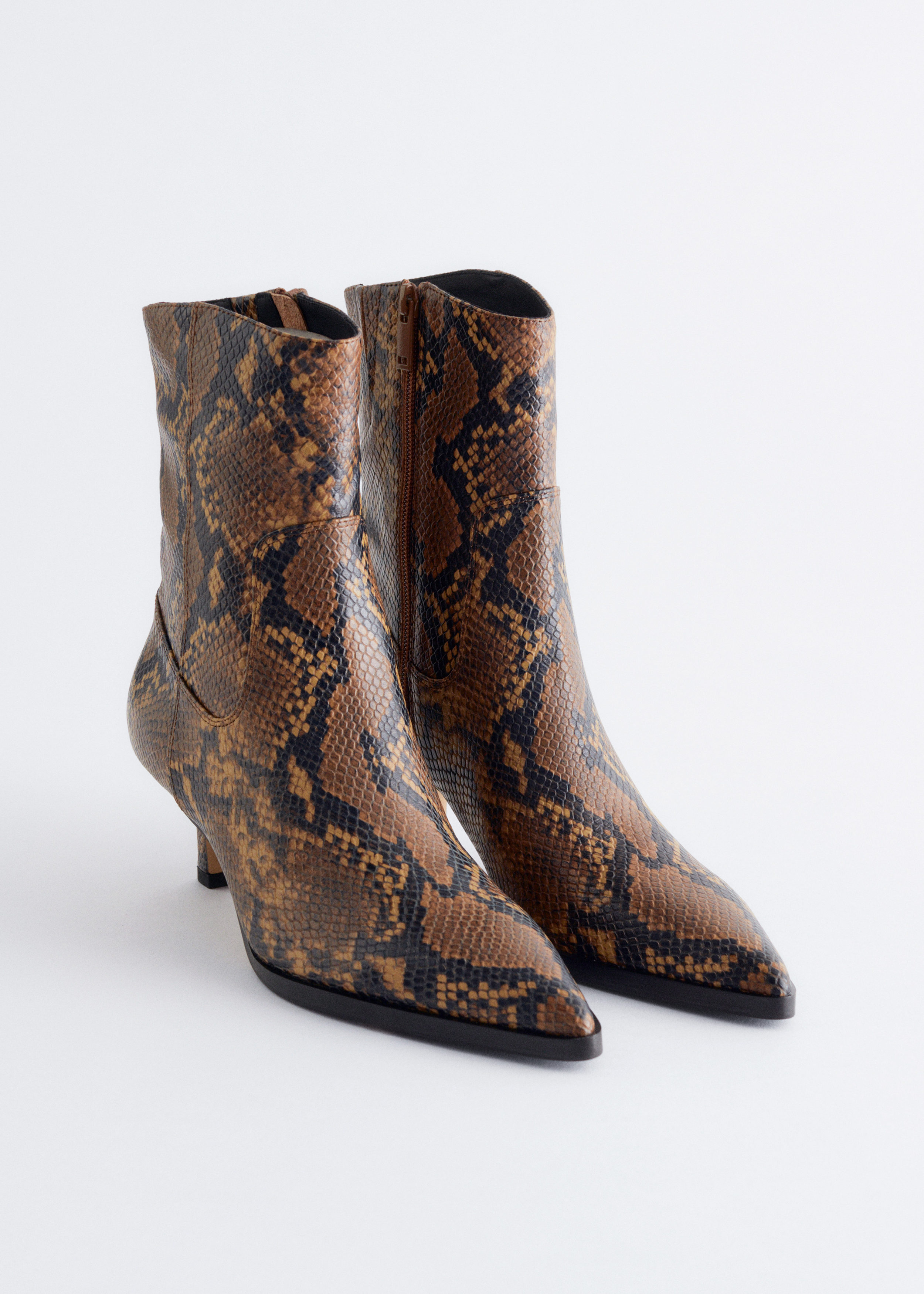 & Other Stories KITTEN HEEL SNAKE PRINT ANKLE BOOTS