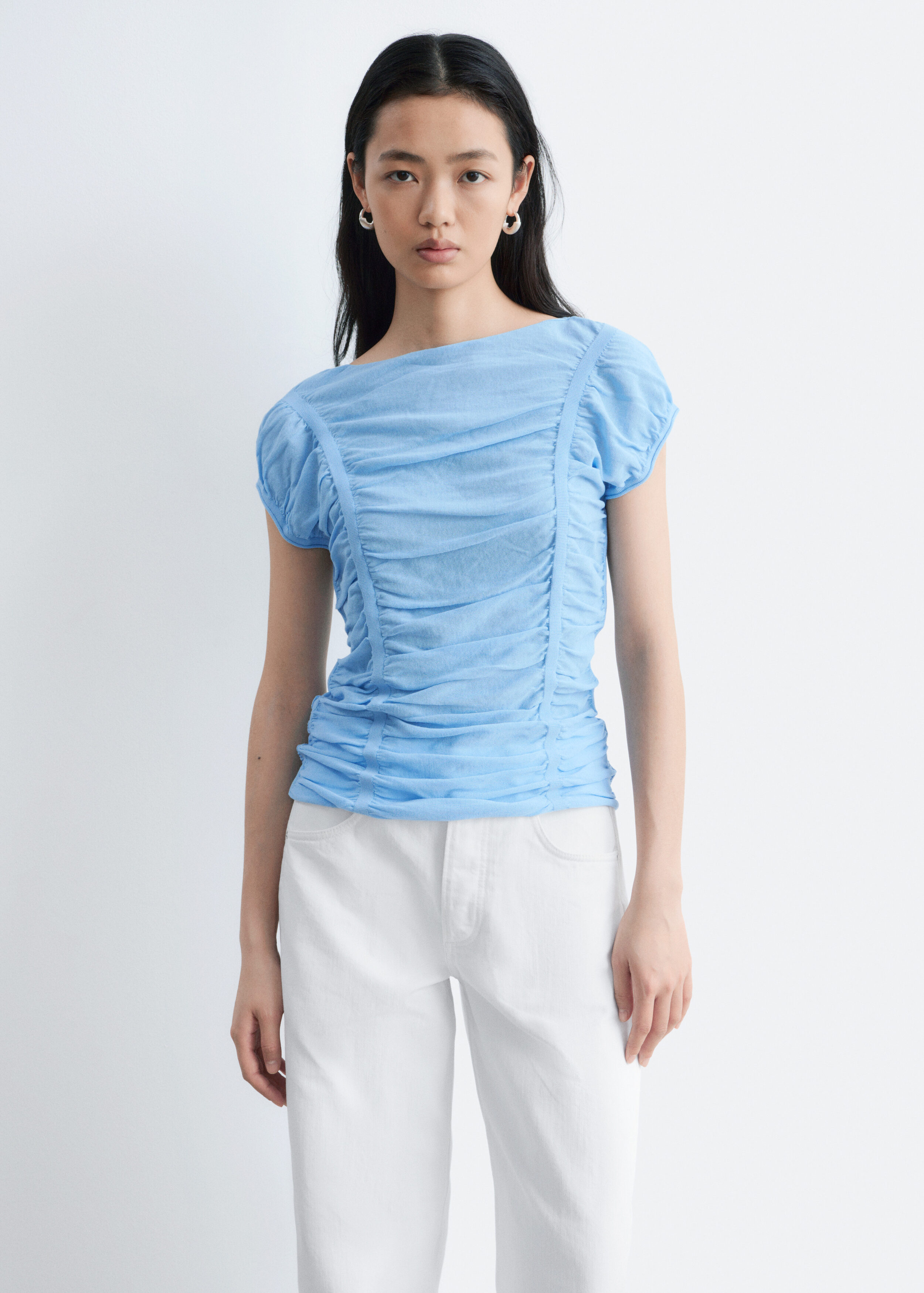 & Other Stories RUCHED CAP-SLEEVE TOP