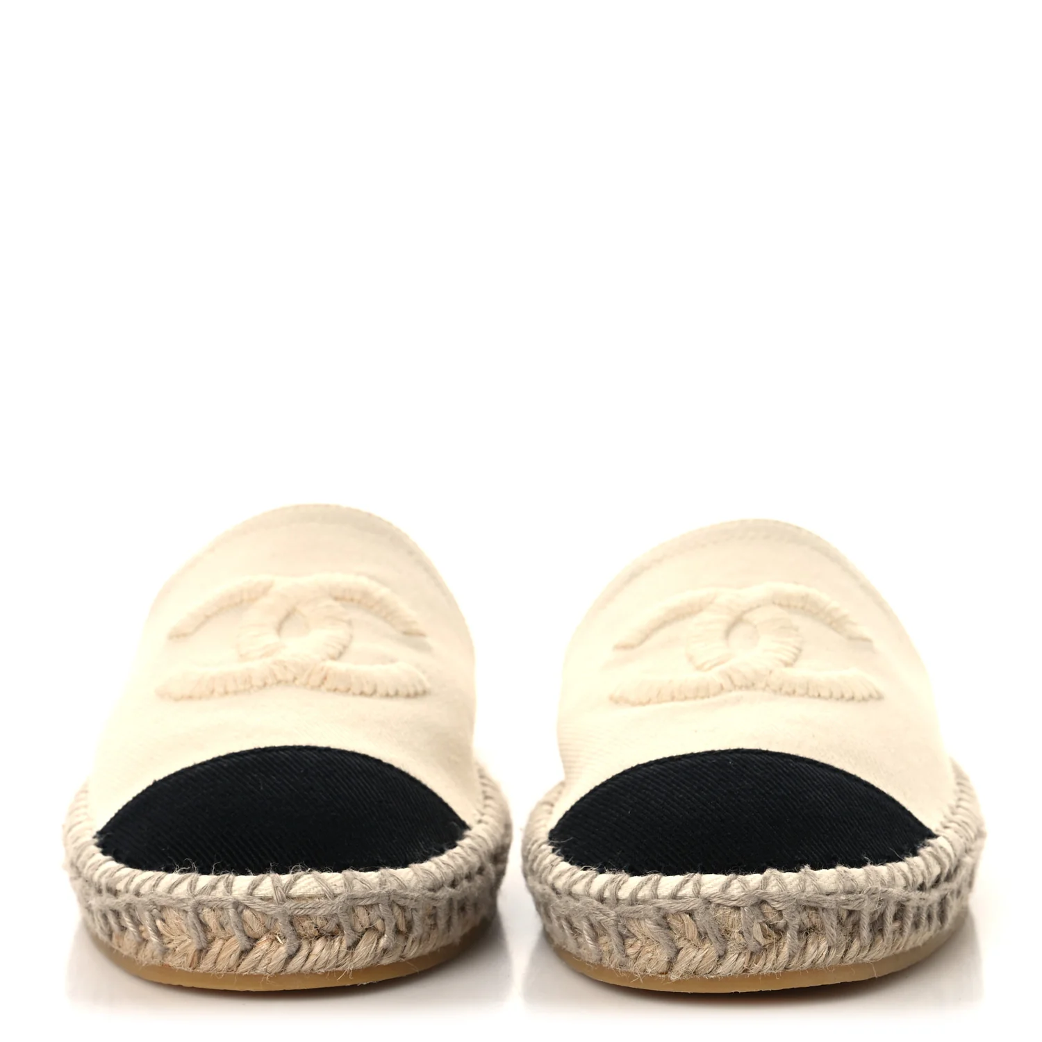Denim CC Espadrille Mules 38  White Black - Top Club