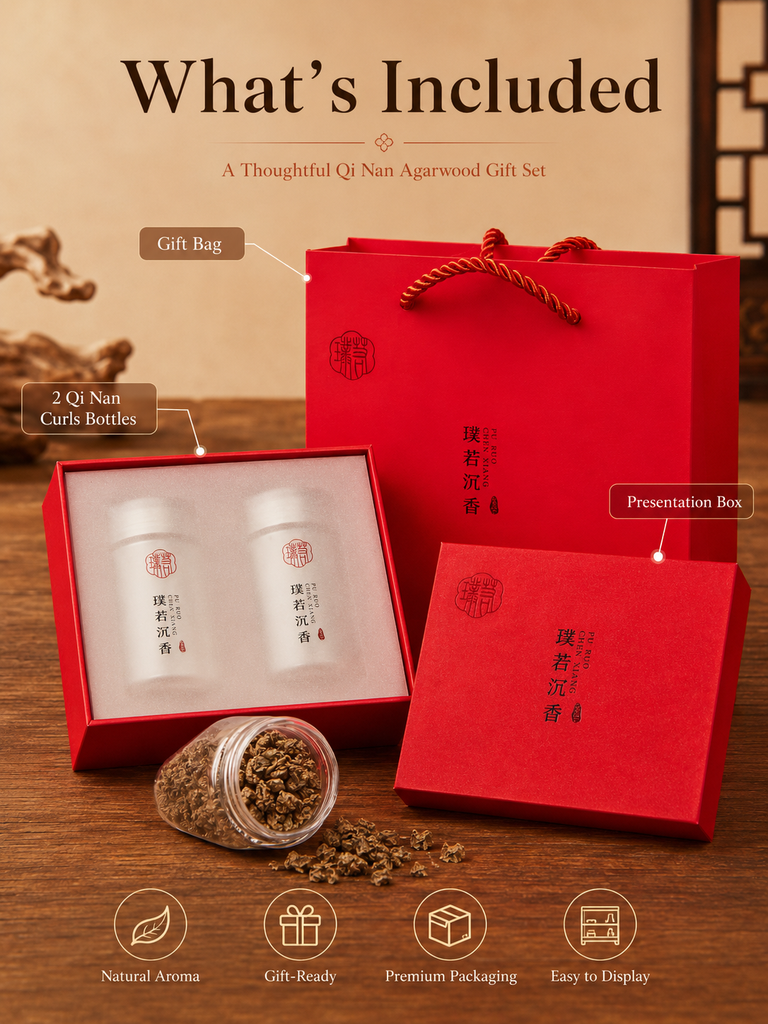 Premium Qi Nan Agarwood Curls Set
