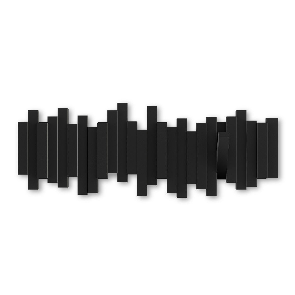 Wandkapstok Sticks met 5 ophanghaken zwart