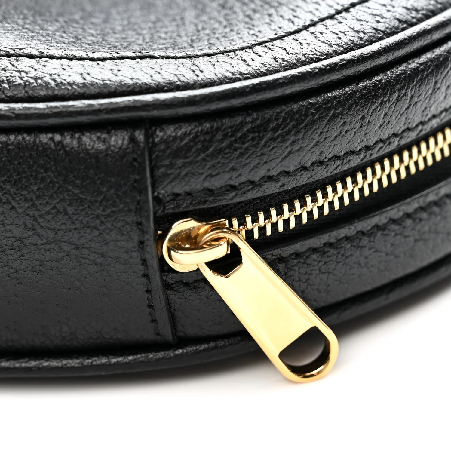 Grained Calfskin Web Mini Ophidia Round Shoulder Bag Black - Top Club