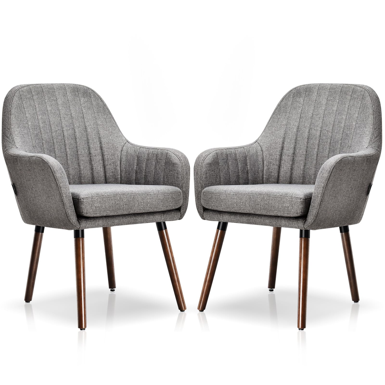 BEFOUNDLOVELY Set of 2/4 Fabric Dining Chairs, Accent Upholstered Arm Chair w/Wood Legs