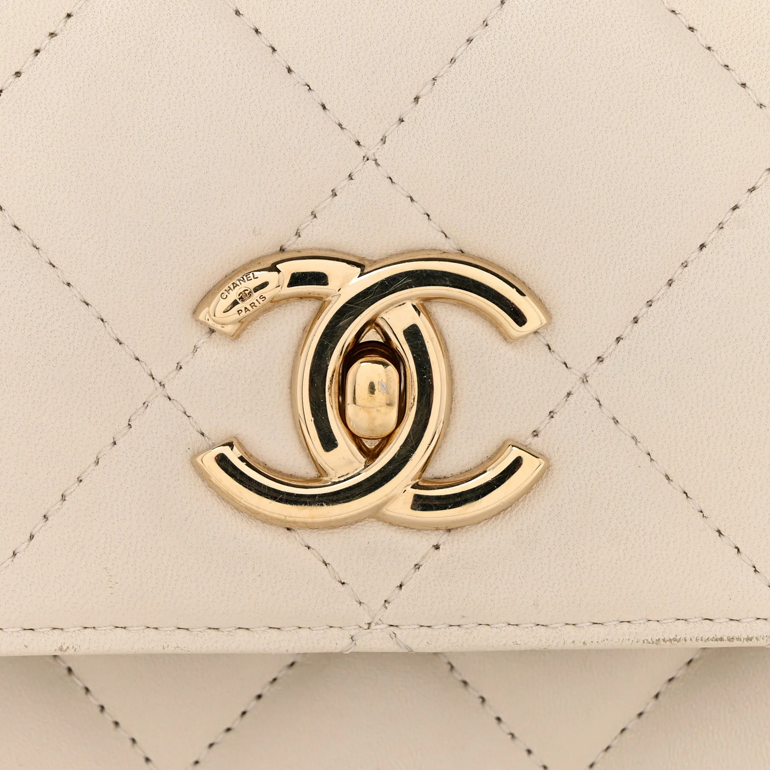 Lambskin Quilted Small Trendy CC Dual Handle Flap Bag White - Top Club