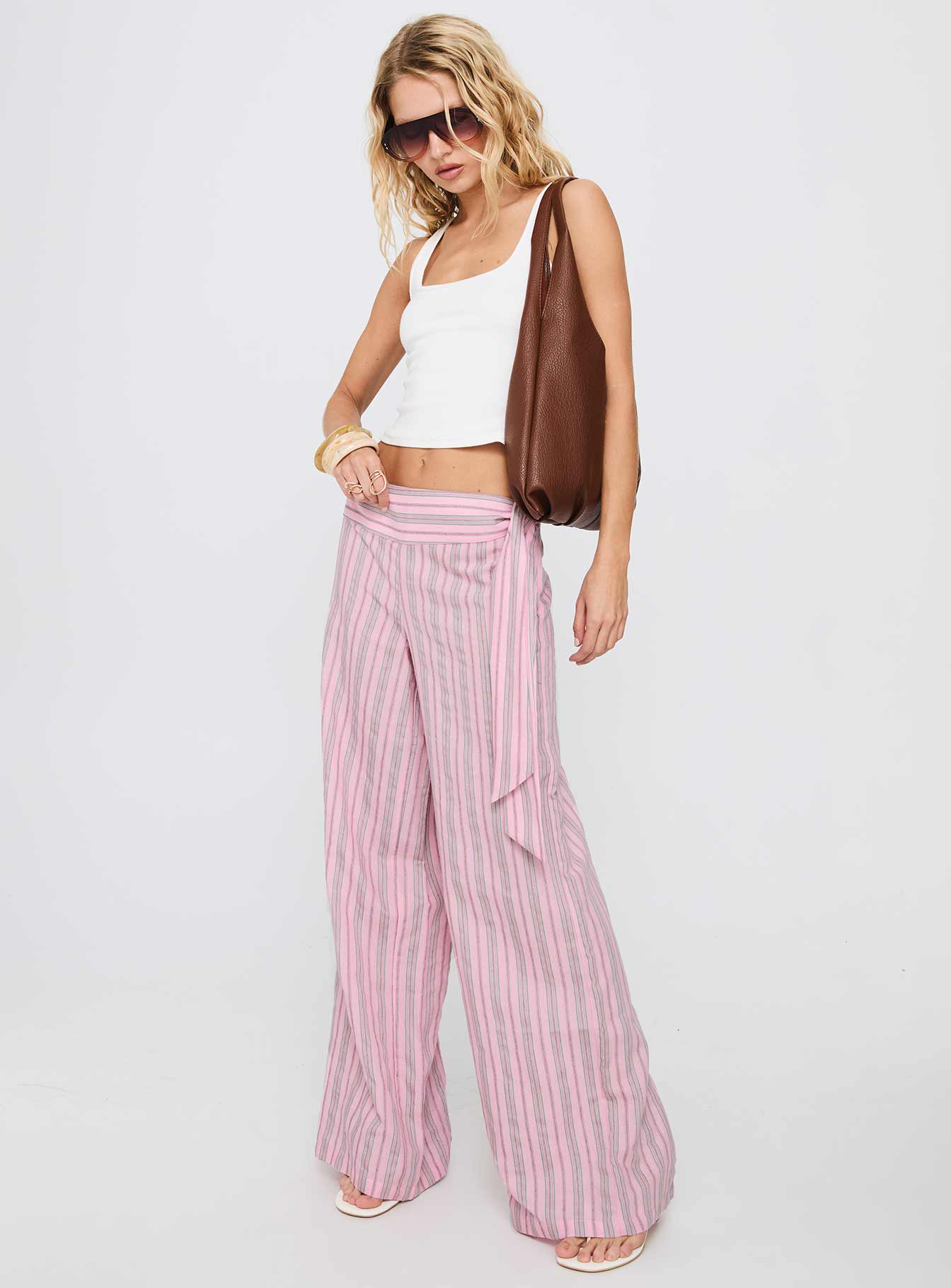 Wave Dancer Tie Pant Pink Stripe